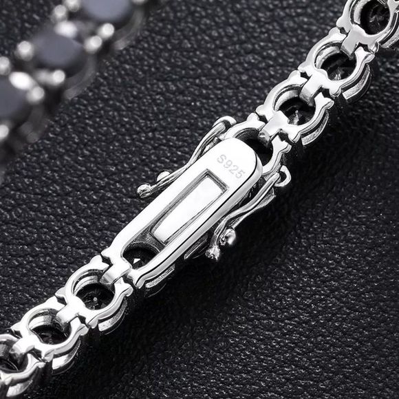 19cm GRA Black Moissanite Diamond 5mm Tennis Bracelet 18k White Gold 925 Silver - Picture 6 of 8